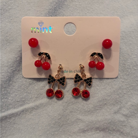Mint Jewelry - Mint Cherry Earrings Set